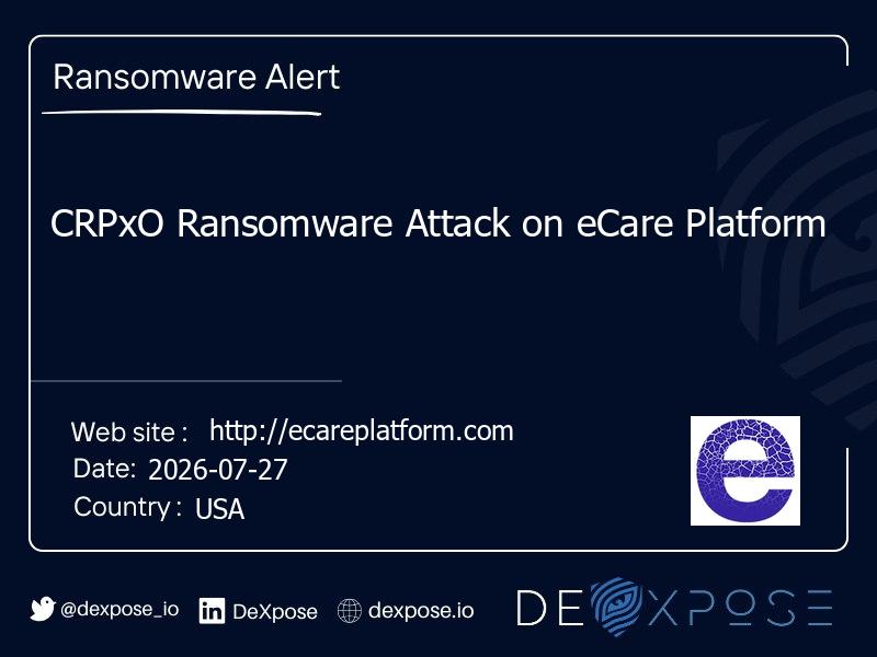 CRPxO Ransomware Attack on eCare Platform