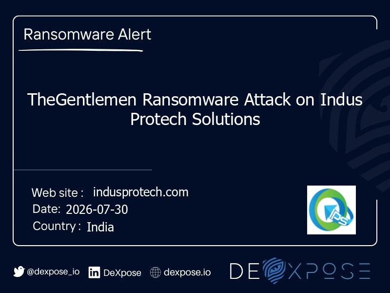 TheGentlemen Ransomware Attack on Indus Protech Solutions