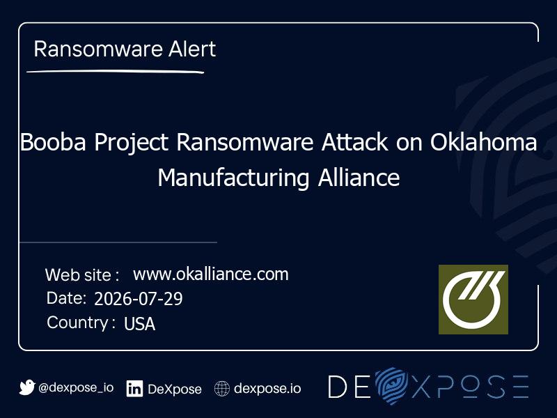 Booba Project Ransomware Attack on Oklahoma Manufacturing Alliance