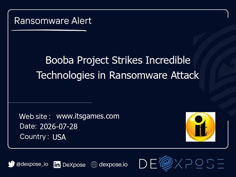 Booba Project Strikes Incredible Technologies in Ransomware Attack