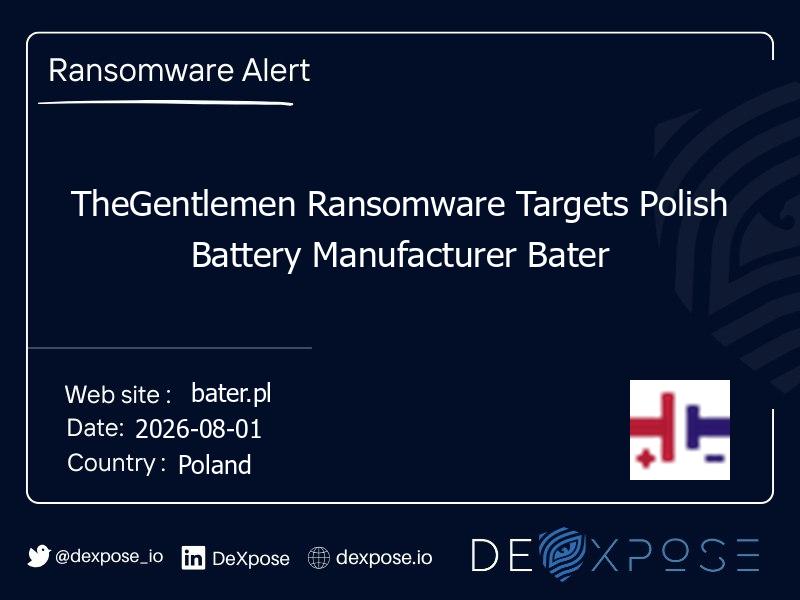 TheGentlemen Ransomware Targets Polish Battery Manufacturer Bater