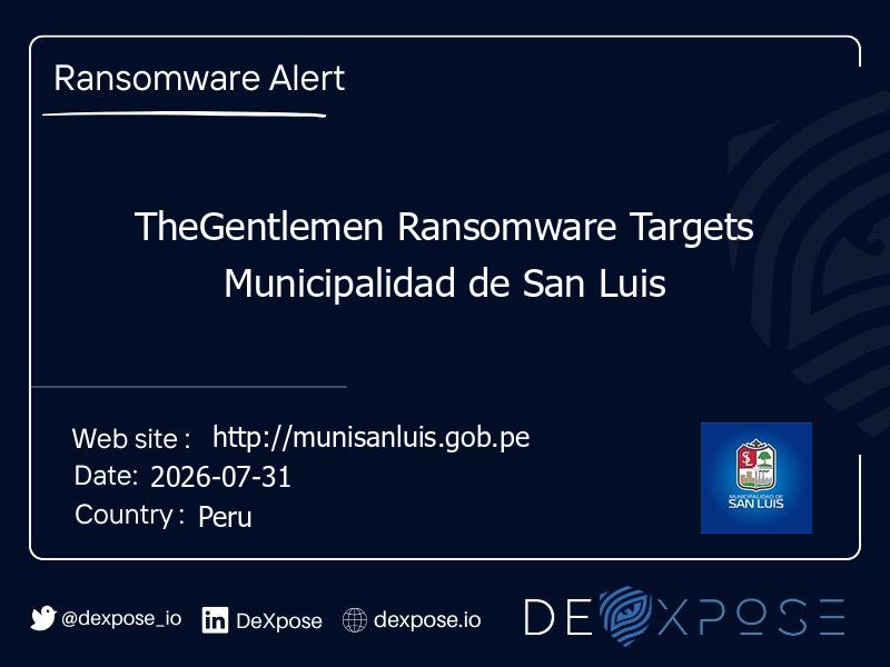 TheGentlemen Ransomware Targets Municipalidad de San Luis