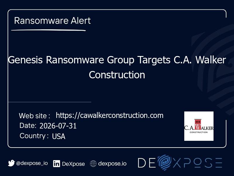 Genesis Ransomware Group Targets C.A. Walker Construction