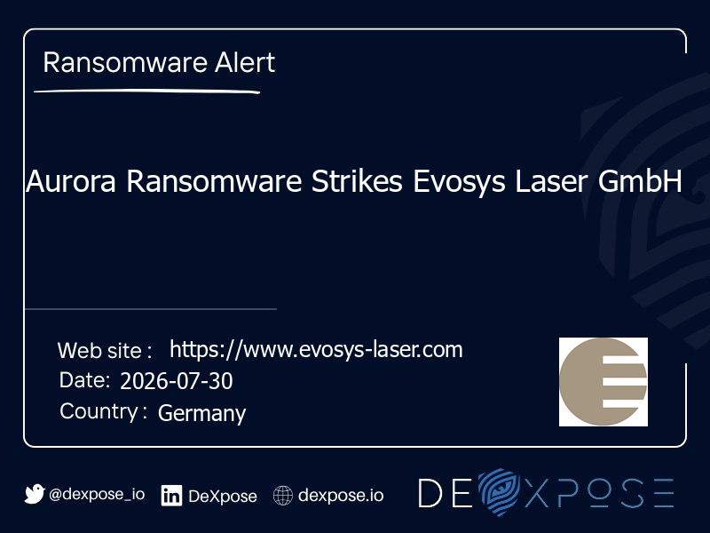 Aurora Ransomware Strikes Evosys Laser GmbH