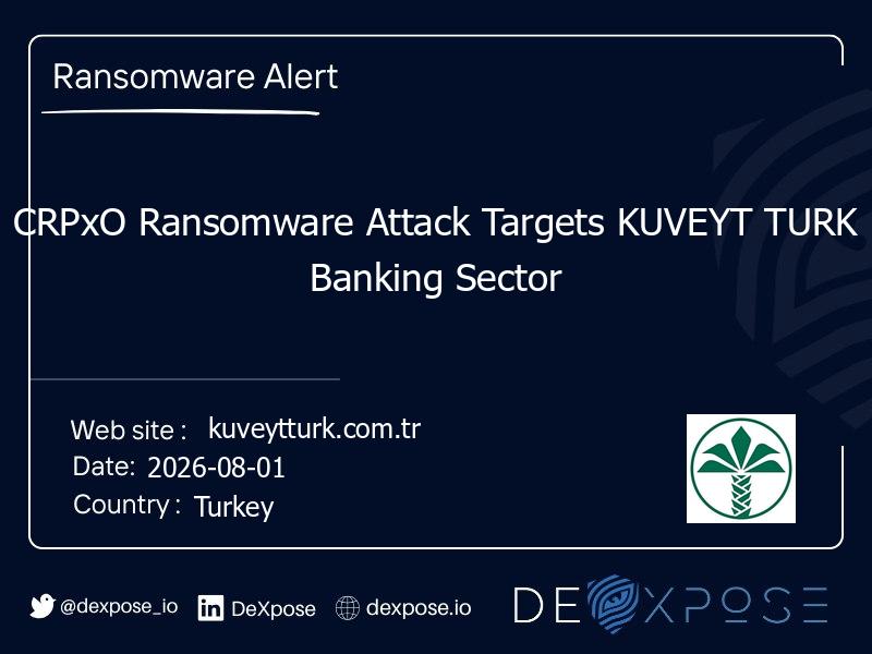 CRPxO Ransomware Attack Targets KUVEYT TURK Banking Sector