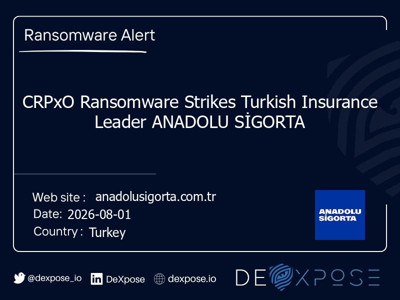 CRPxO Ransomware Strikes Turkish Insurance Leader ANADOLU SİGORTA