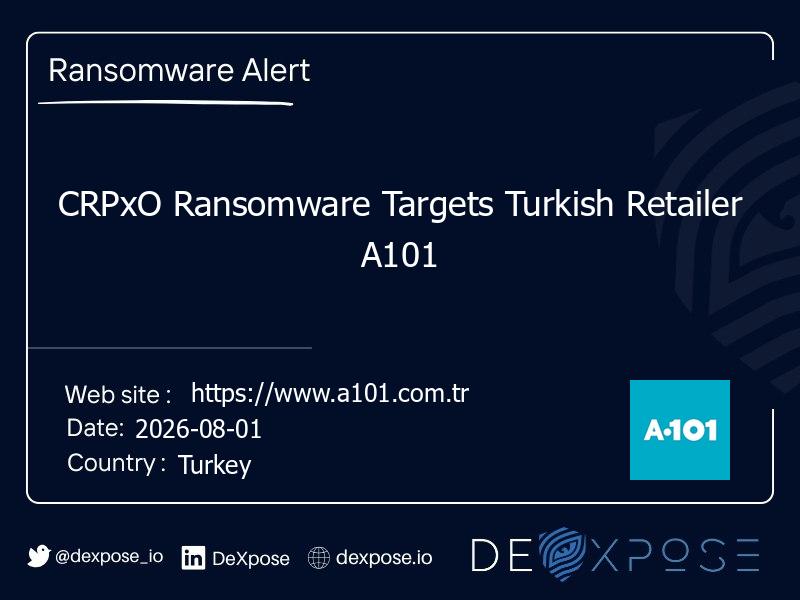 CRPxO Ransomware Targets Turkish Retailer A101