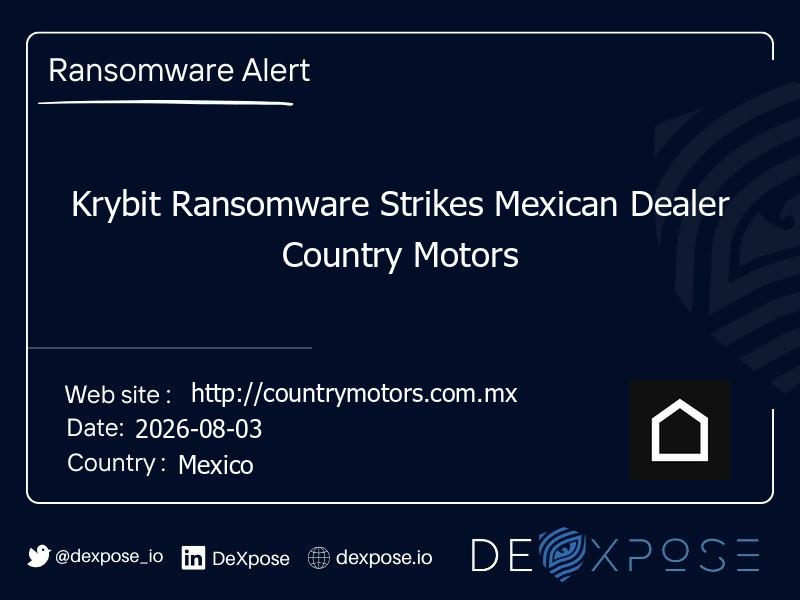 Krybit Ransomware Strikes Mexican Dealer Country Motors