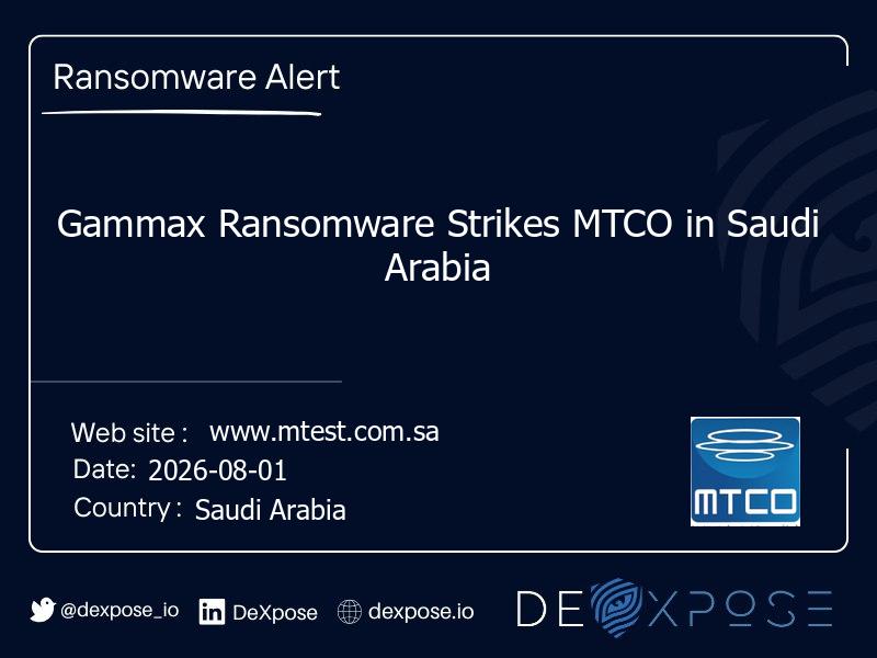 Gammax Ransomware Strikes MTCO in Saudi Arabia