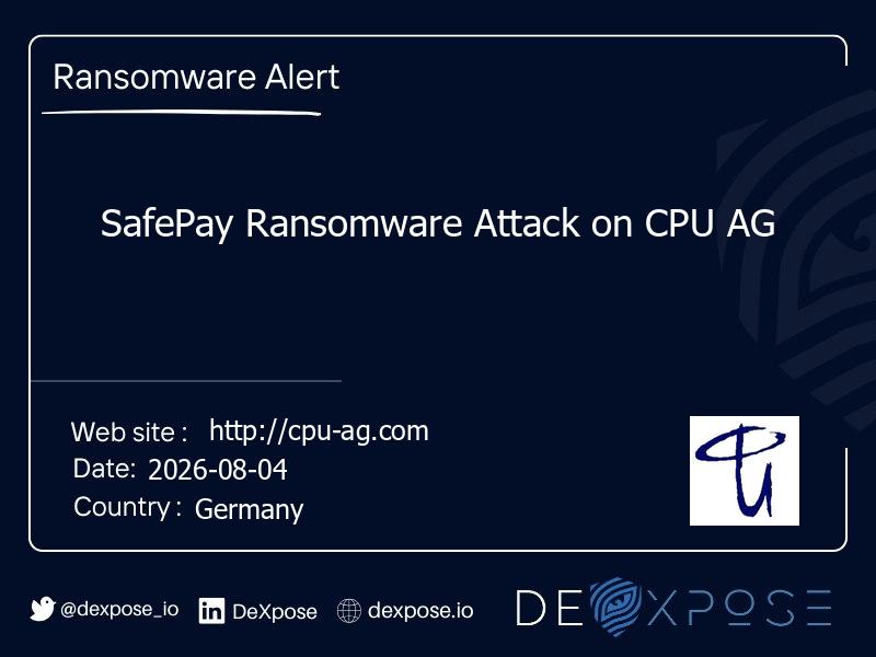 SafePay Ransomware Attack on CPU AG