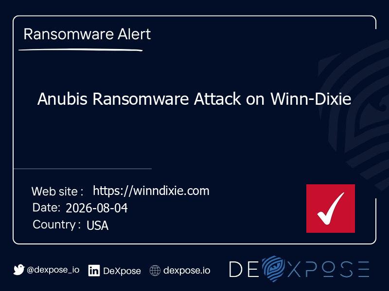 Anubis Ransomware Attack on Winn-Dixie