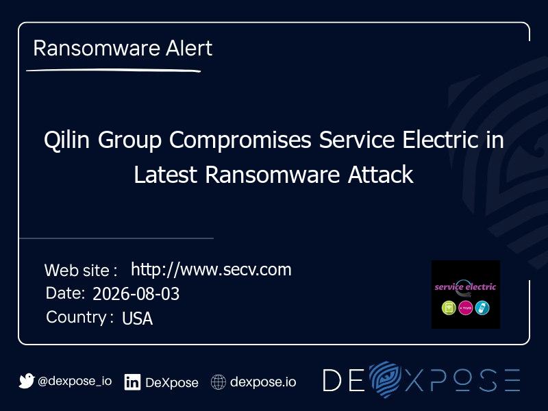 Qilin Group Compromises Service Electric in Latest Ransomware Attack
