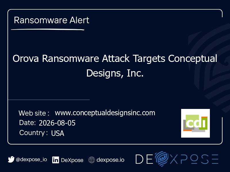 Orova Ransomware Attack Targets Conceptual Designs, Inc.