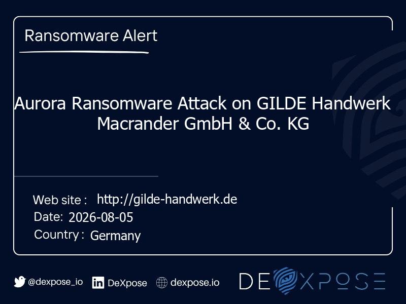 Aurora Ransomware Attack on GILDE Handwerk Macrander GmbH & Co. KG