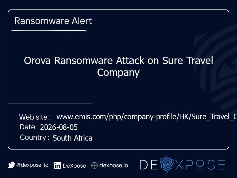 Orova Ransomware Attack on Sure Travel Company