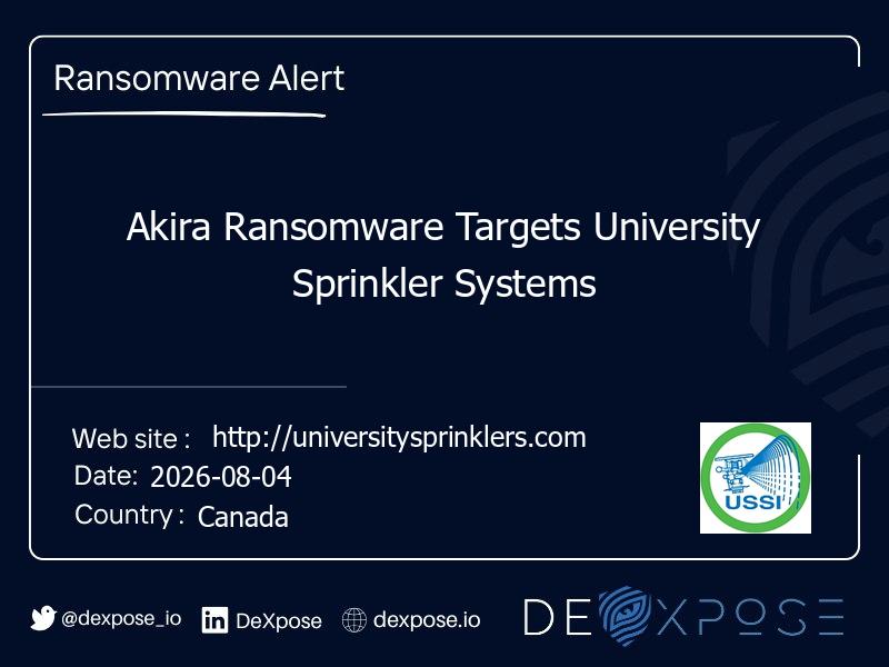 Akira Ransomware Targets University Sprinkler Systems