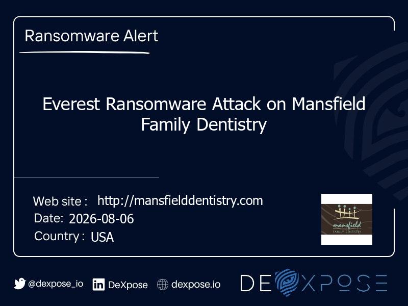 Everest Ransomware Attack on Mansfield Family Dentistry