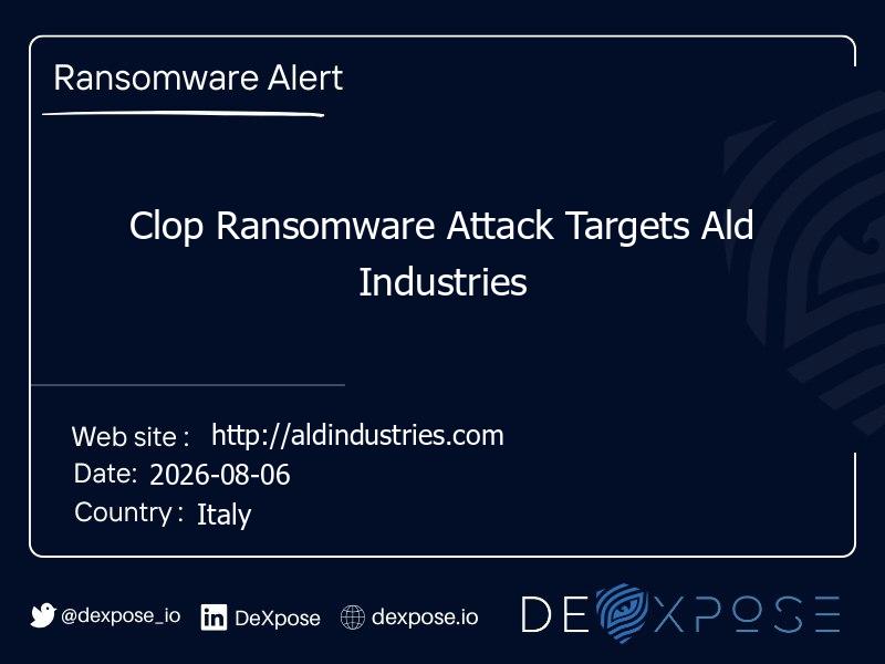Clop Ransomware Attack Targets Ald Industries