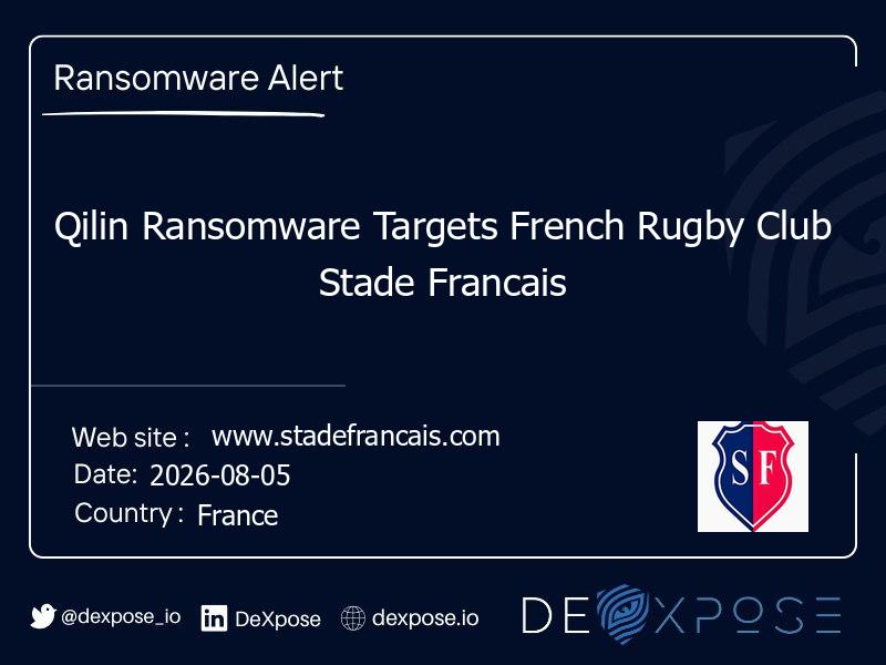 Qilin Ransomware Targets French Rugby Club Stade Francais