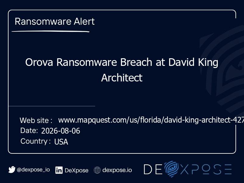 Orova Ransomware Breach at David King Architect