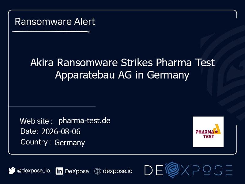 Akira Ransomware Strikes Pharma Test Apparatebau AG in Germany
