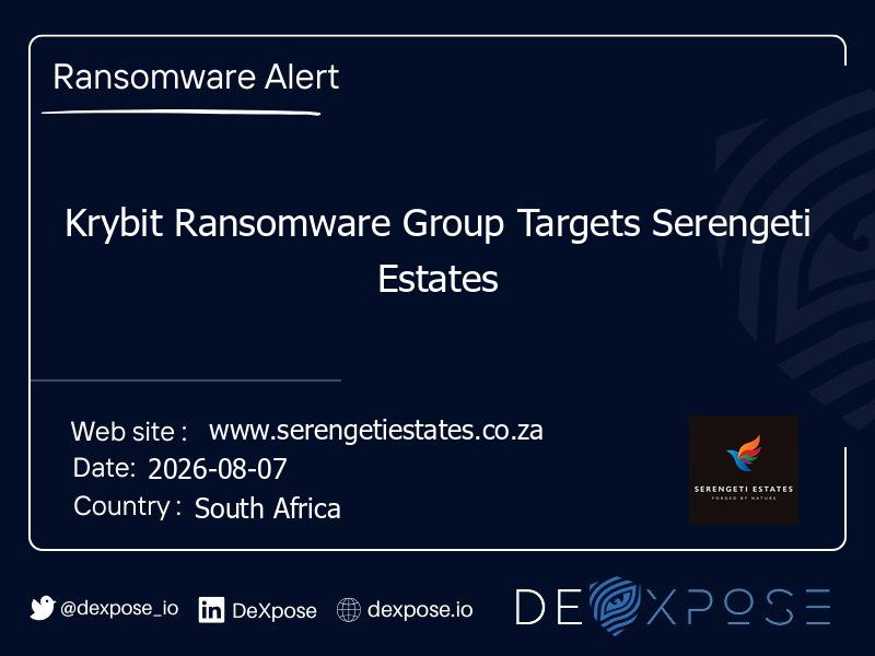 Krybit Ransomware Group Targets Serengeti Estates