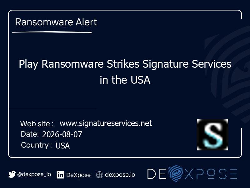 Play Ransomware Strikes Signature Services in the USA