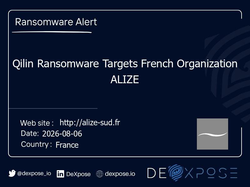 Qilin Ransomware Targets French Organization ALIZE