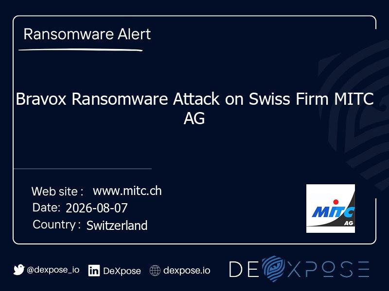 Bravox Ransomware Attack on Swiss Firm MITC AG