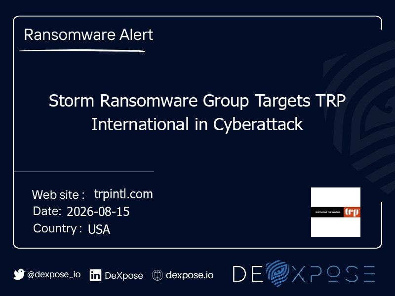 Storm Ransomware Group Targets TRP International in Cyberattack