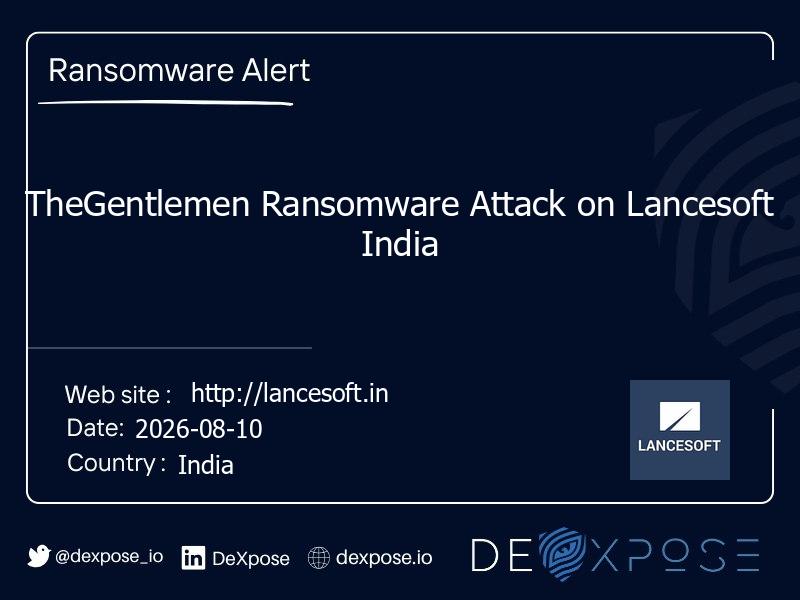 TheGentlemen Ransomware Attack on Lancesoft India