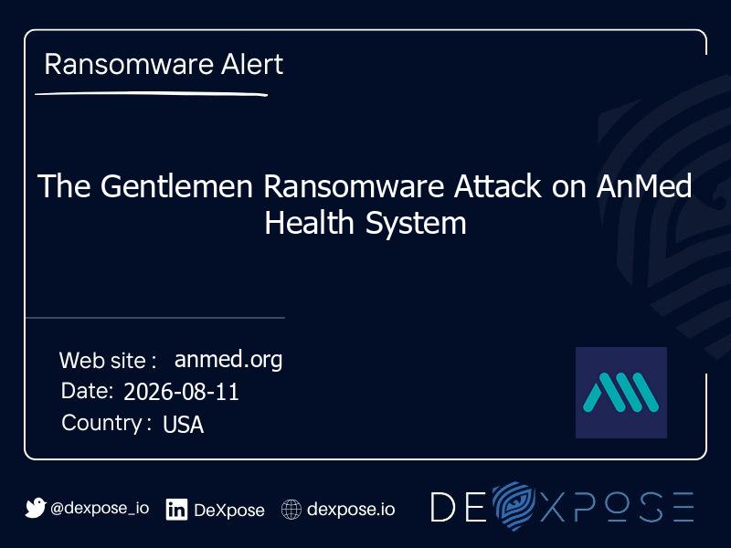 The Gentlemen Ransomware Attack on AnMed Health System