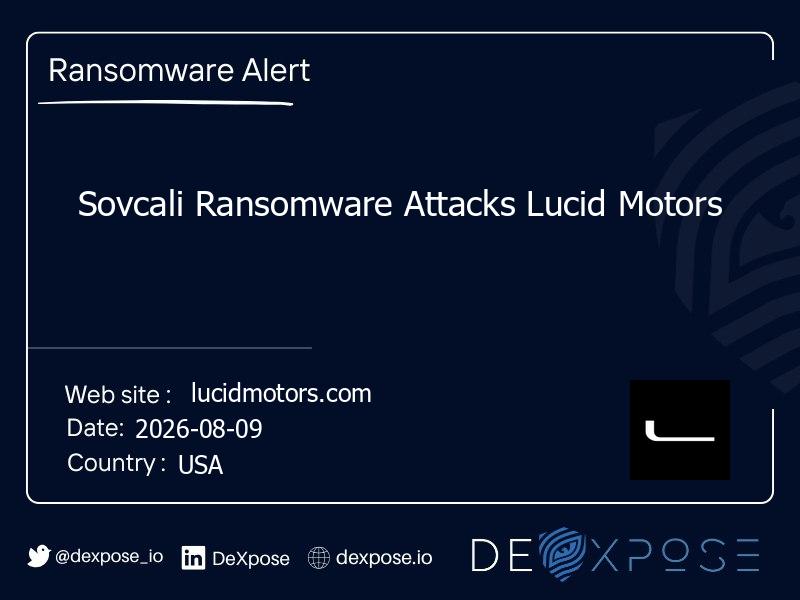 Sovcali Ransomware Attacks Lucid Motors
