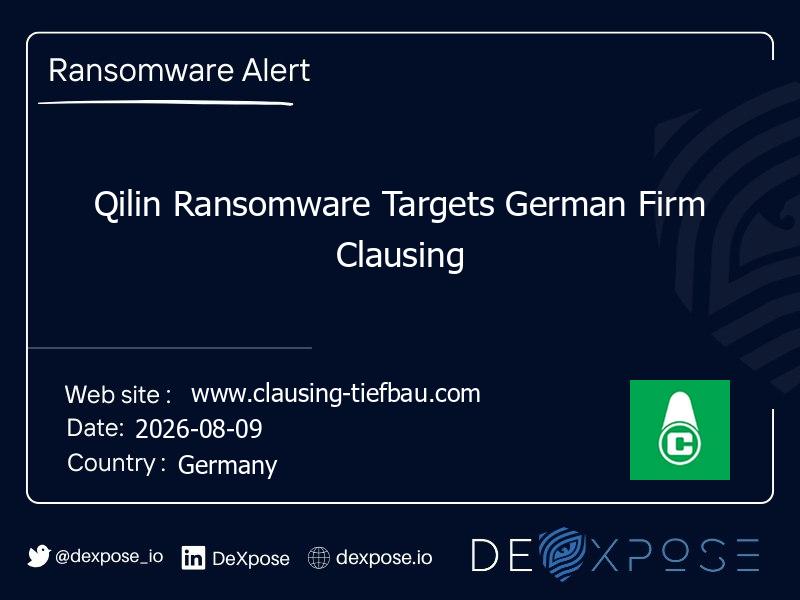 Qilin Ransomware Targets German Firm Clausing