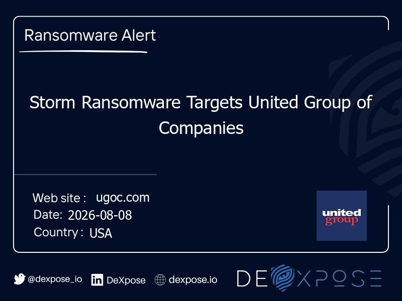 Storm Ransomware Targets United Group of Companies