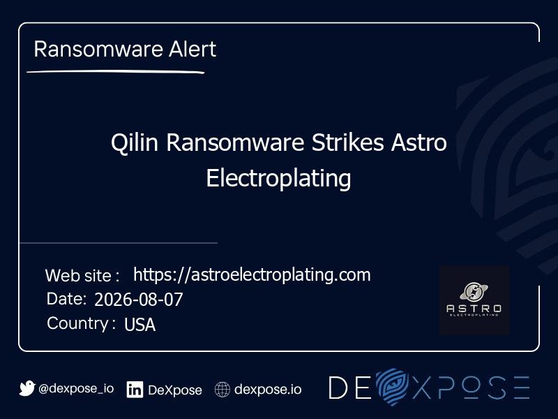Qilin Ransomware Strikes Astro Electroplating