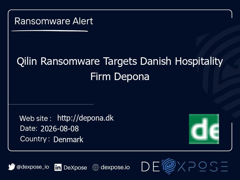 Qilin Ransomware Targets Danish Hospitality Firm Depona