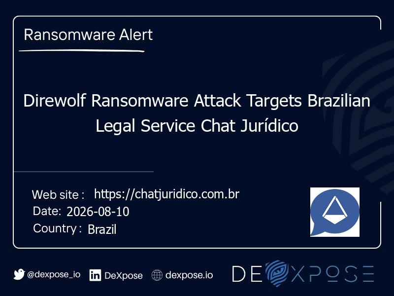 Direwolf Ransomware Attack Targets Brazilian Legal Service Chat Jurídico
