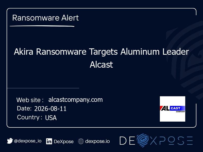 Akira Ransomware Targets Aluminum Leader Alcast