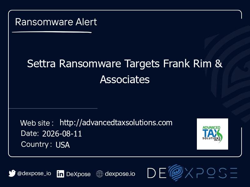 Settra Ransomware Targets Frank Rim & Associates
