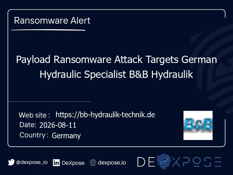 Payload Ransomware Attack Targets German Hydraulic Specialist B&B Hydraulik