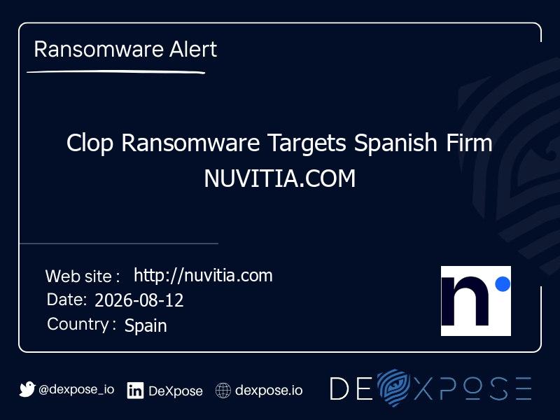 Clop Ransomware Targets Spanish Firm NUVITIA.COM
