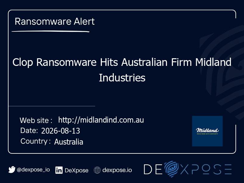 Clop Ransomware Hits Australian Firm Midland Industries