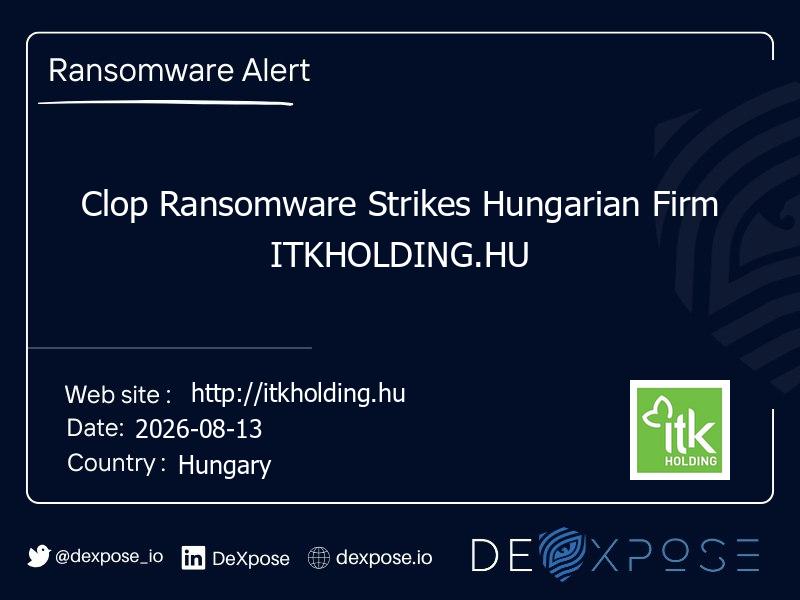 Clop Ransomware Strikes Hungarian Firm ITKHOLDING.HU
