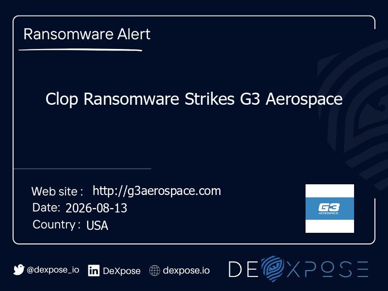 Clop Ransomware Strikes G3 Aerospace