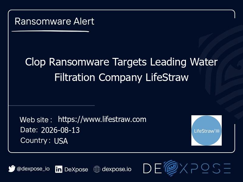 Clop Ransomware Targets Leading Water Filtration Company LifeStraw
