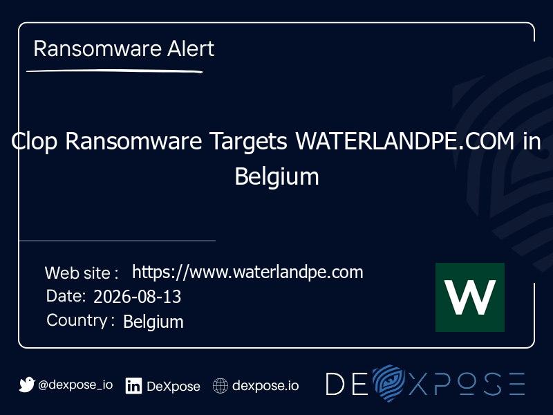 Clop Ransomware Targets WATERLANDPE.COM in Belgium