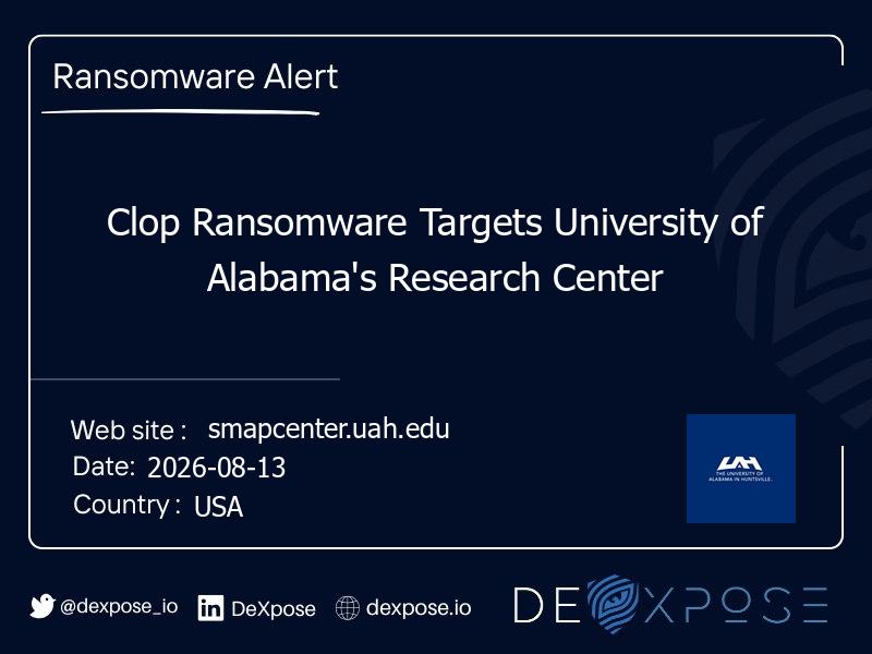 Clop Ransomware Targets University of Alabama's Research Center