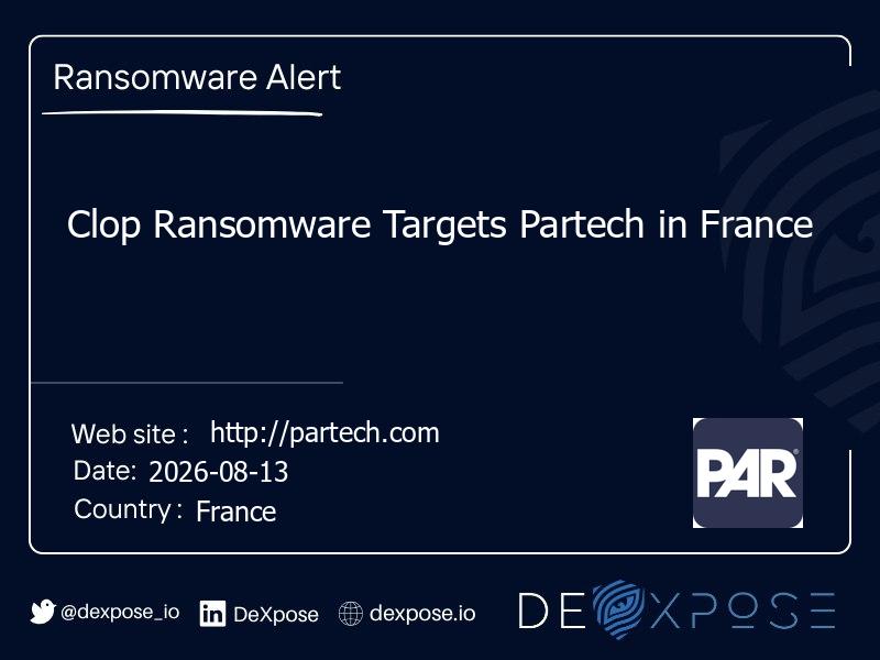 Clop Ransomware Targets Partech in France