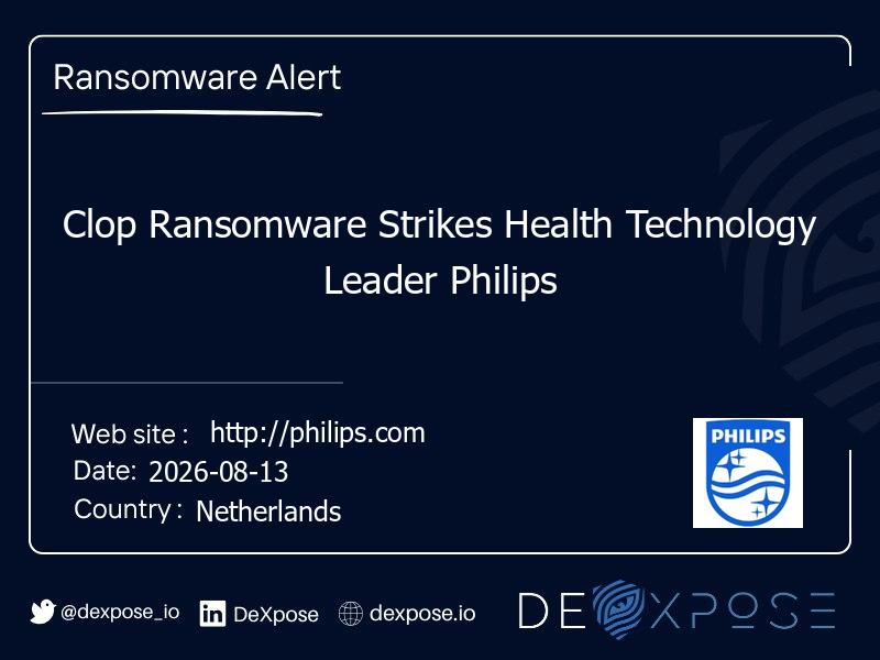 Clop Ransomware Strikes Health Technology Leader Philips